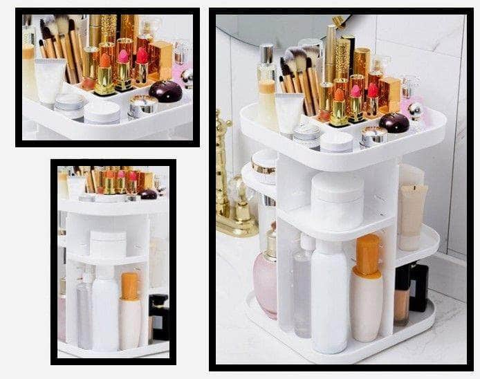 360 Rotating Large Capacity Makeup Organizer (White)