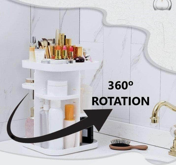 360 Rotating Large Capacity Makeup Organizer (White)