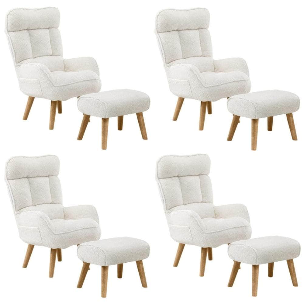 360 Swivel Recliner Armchair Lounge with Stool Fabric/Sherpa