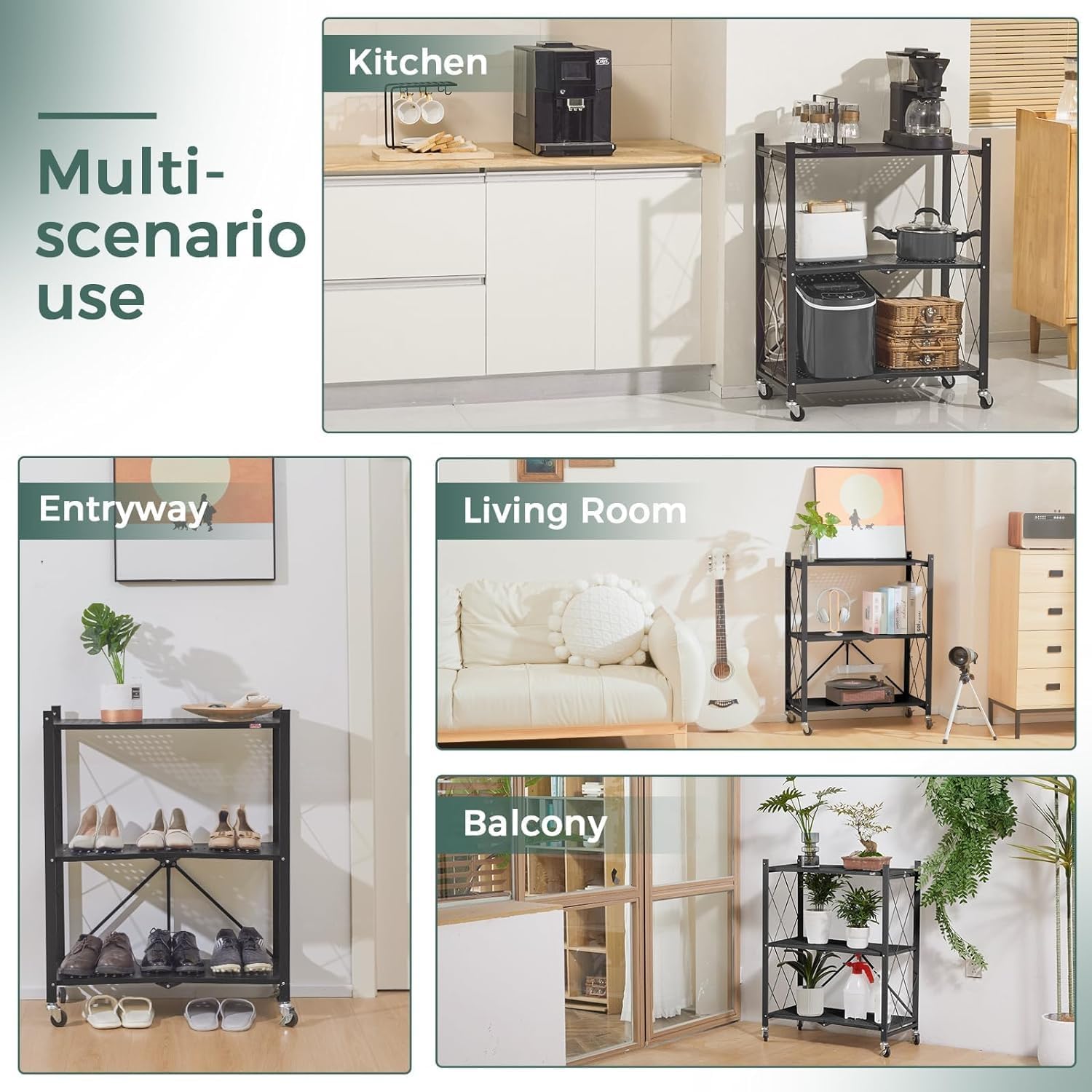 4-Tier Foldable Shelf Unit 34x127x71cm