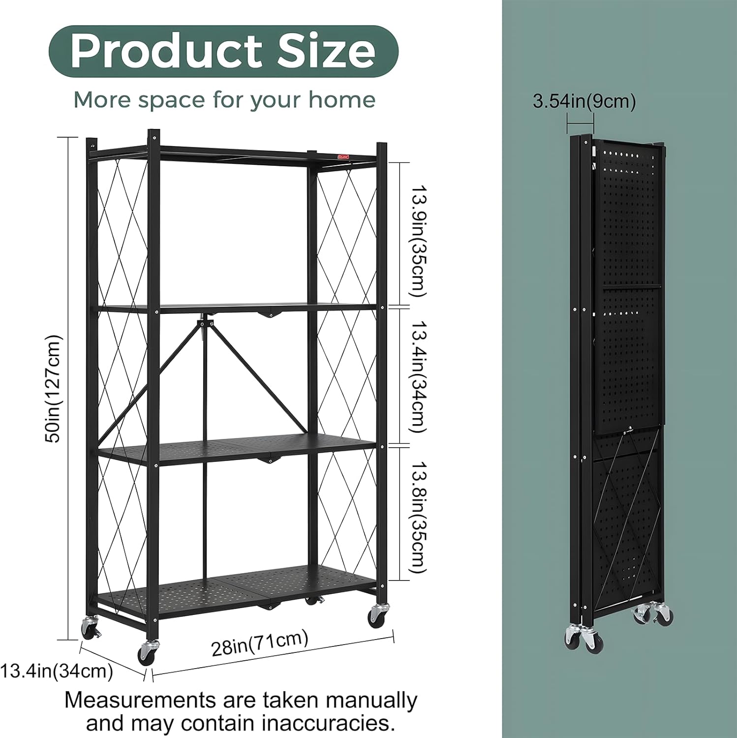 4-Tier Foldable Shelf Unit 34x127x71cm