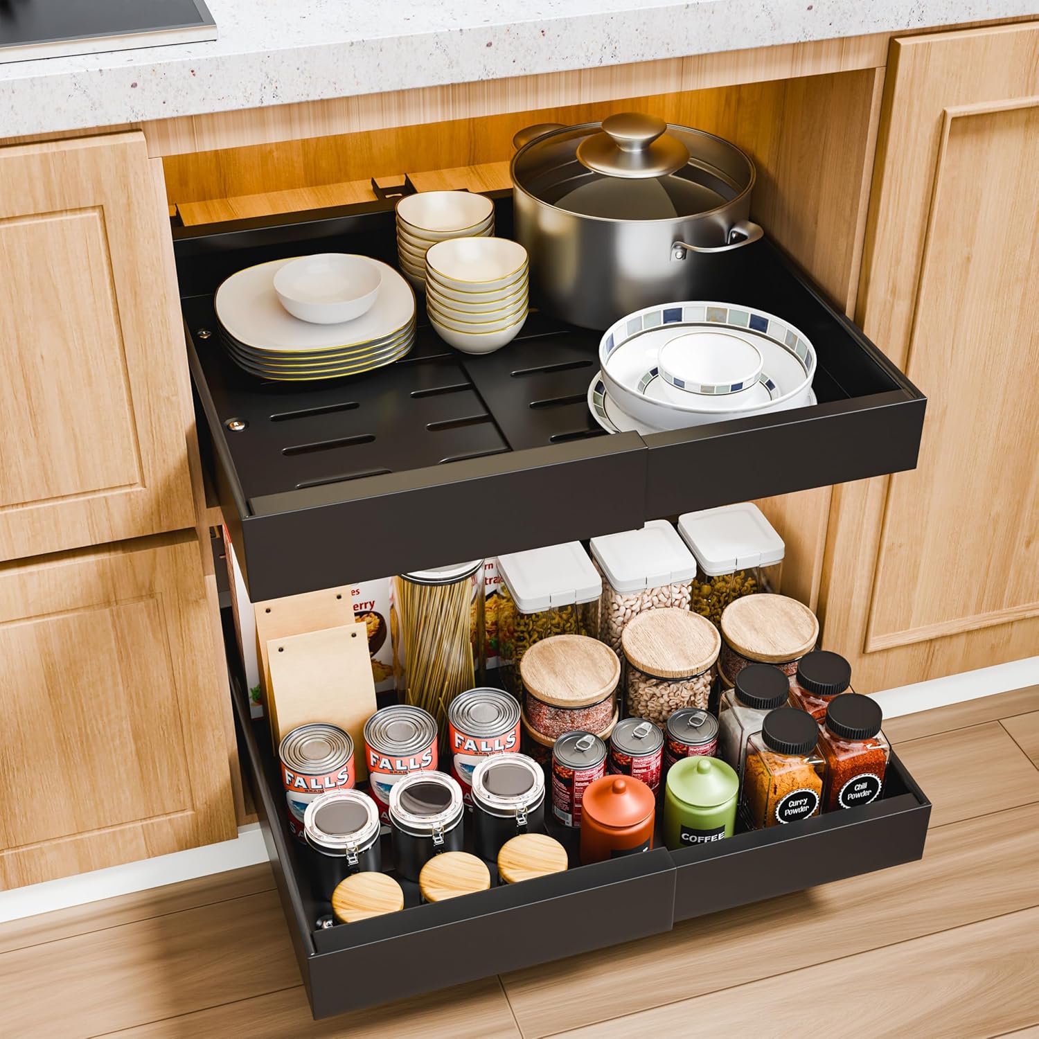 Pull Out Cabinet Organizer Adjustable 52x8x42cm
