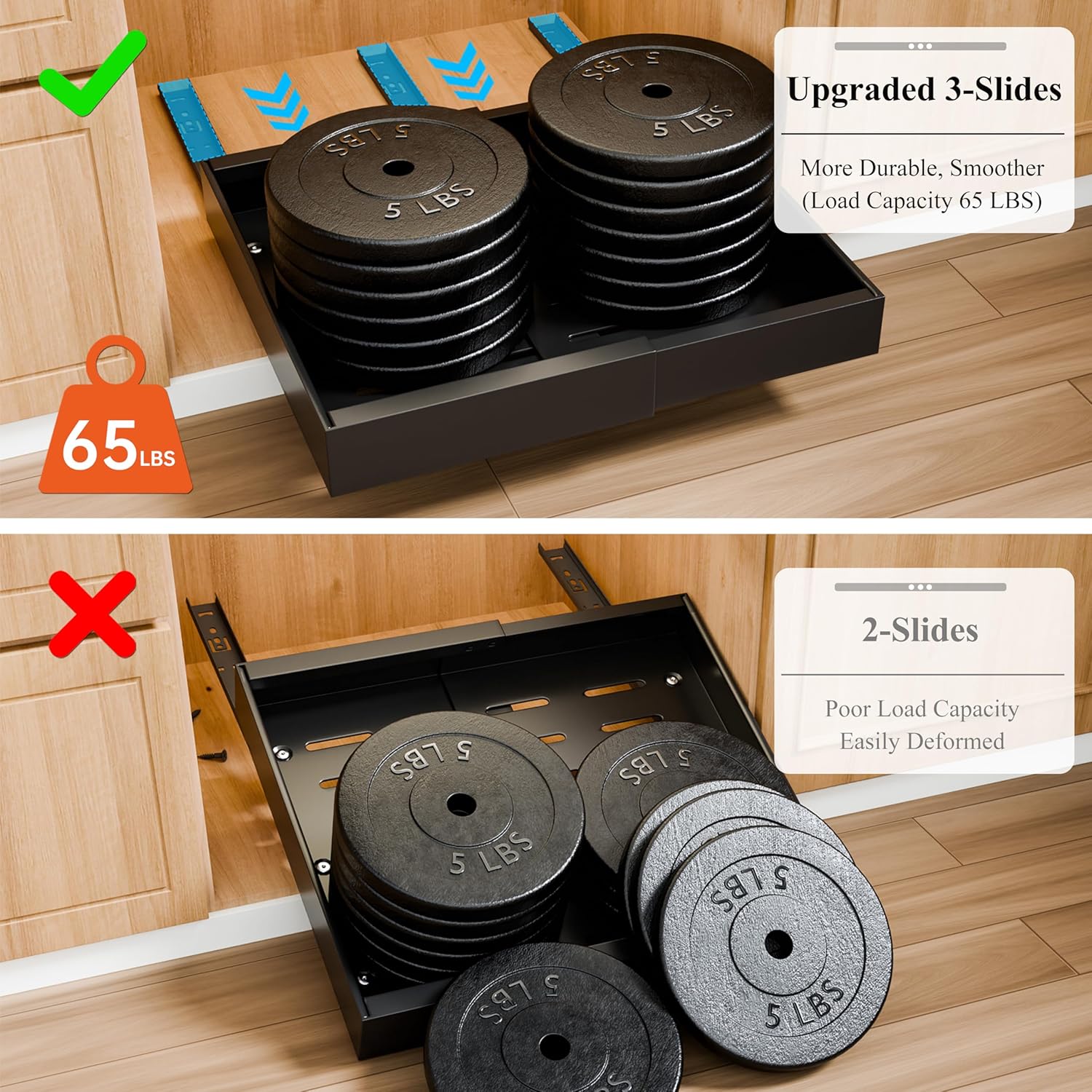 Pull Out Cabinet Organizer Adjustable 52x8x42cm