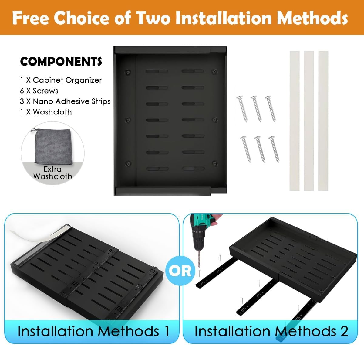 Pull Out Cabinet Organizer Adjustable 52x8x42cm