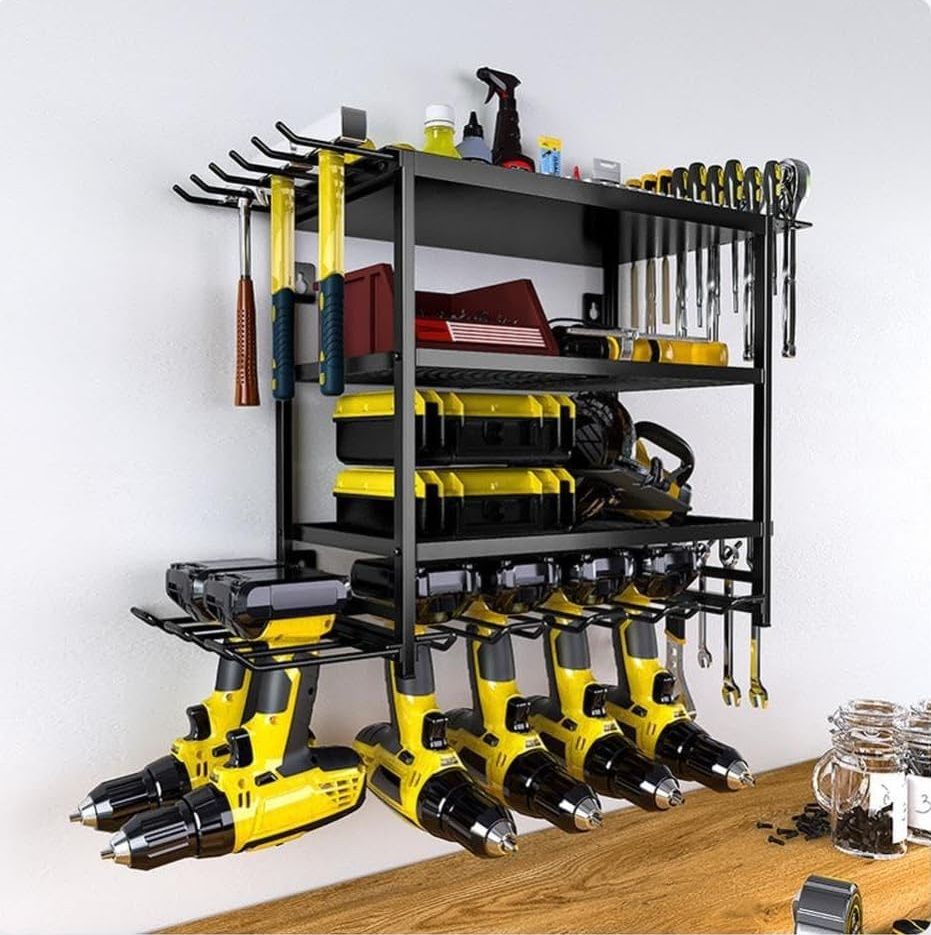 Tool Rack 4-Tier Wall Mount Organizer 25x42x60cm