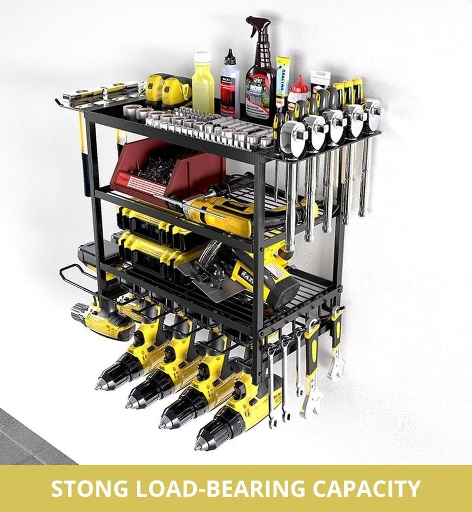 Tool Rack 4-Tier Wall Mount Organizer 25x42x60cm