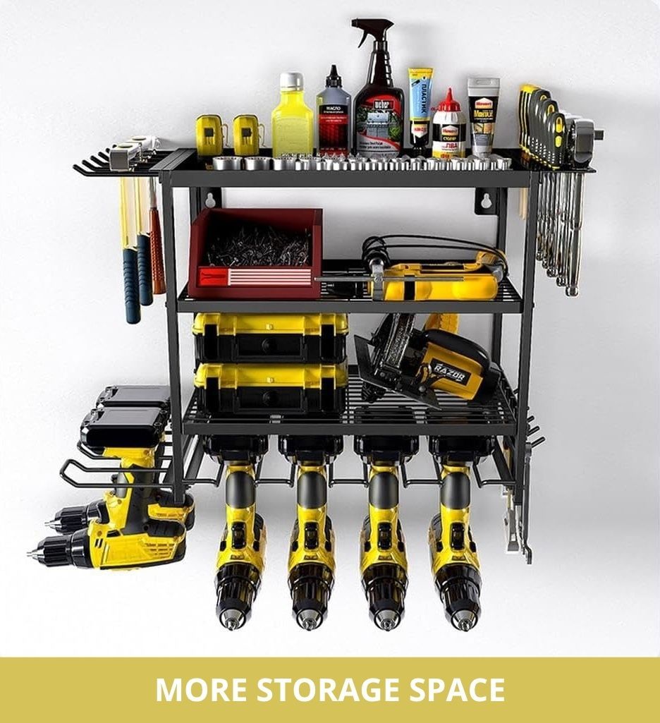 Tool Rack 4-Tier Wall Mount Organizer 25x42x60cm