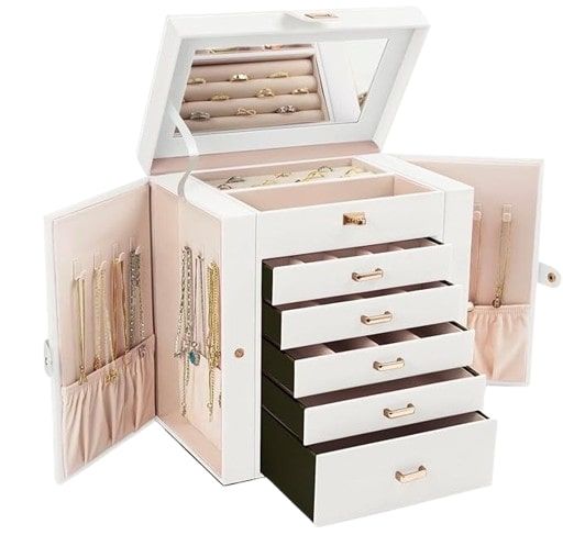 Large Jewelry Box With Drawers 27x28x17cm