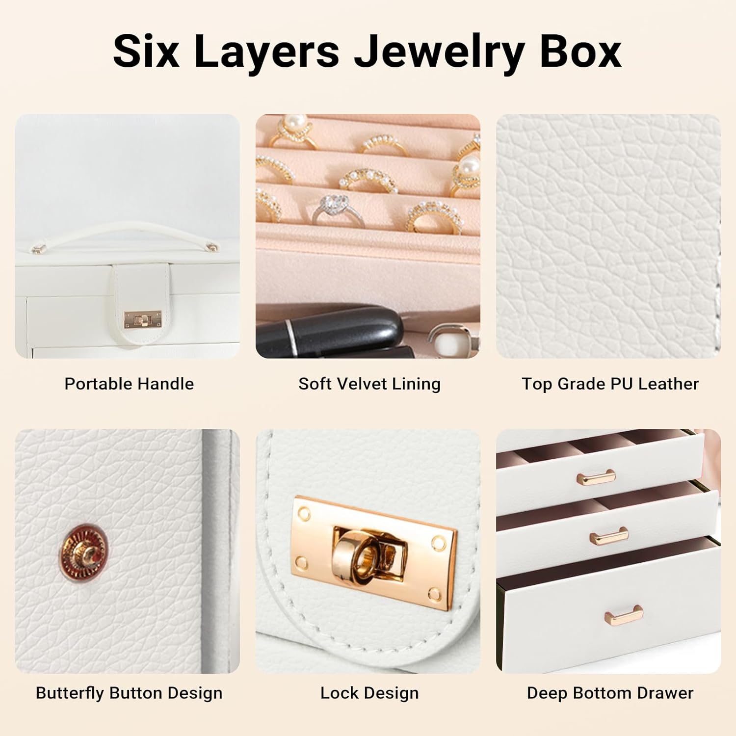 Large Jewelry Box With Drawers 27x28x17cm
