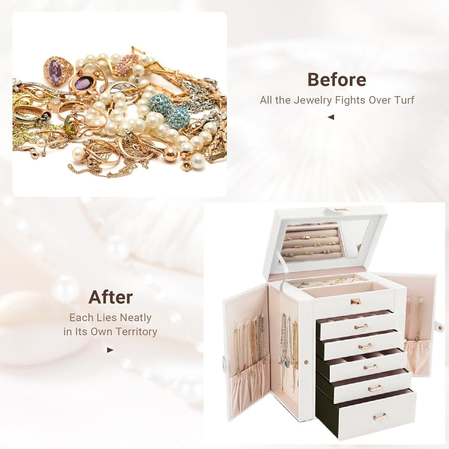 Large Jewelry Box With Drawers 27x28x17cm
