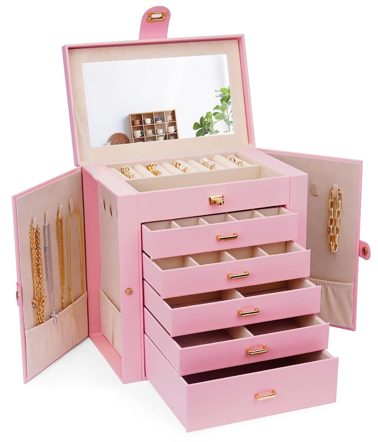 Jewelry Box 6 Layer Pink 27x28x17cm