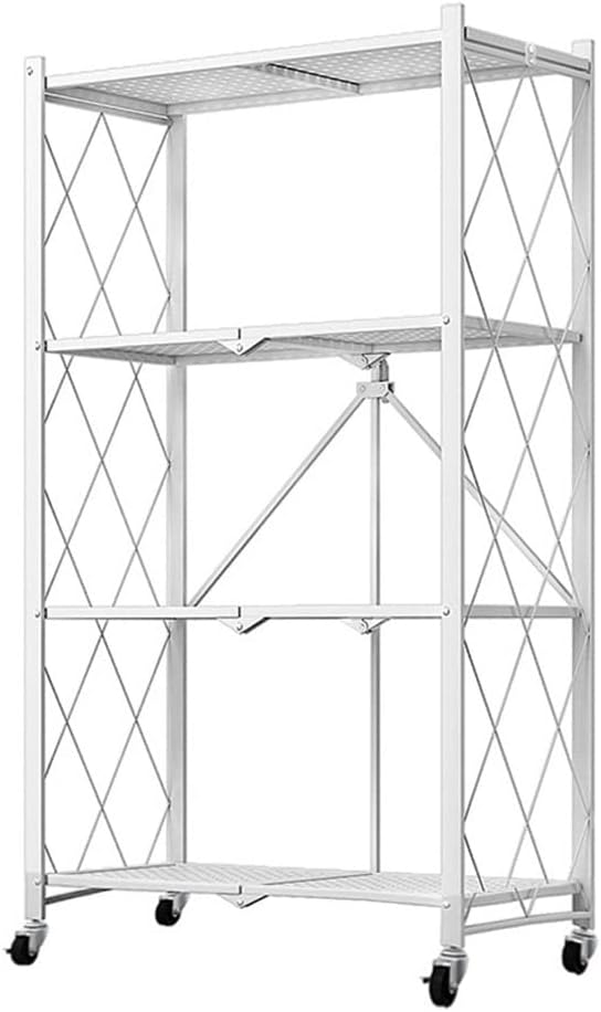 4-Tier Foldable Shelf Unit White 34x127x71cm