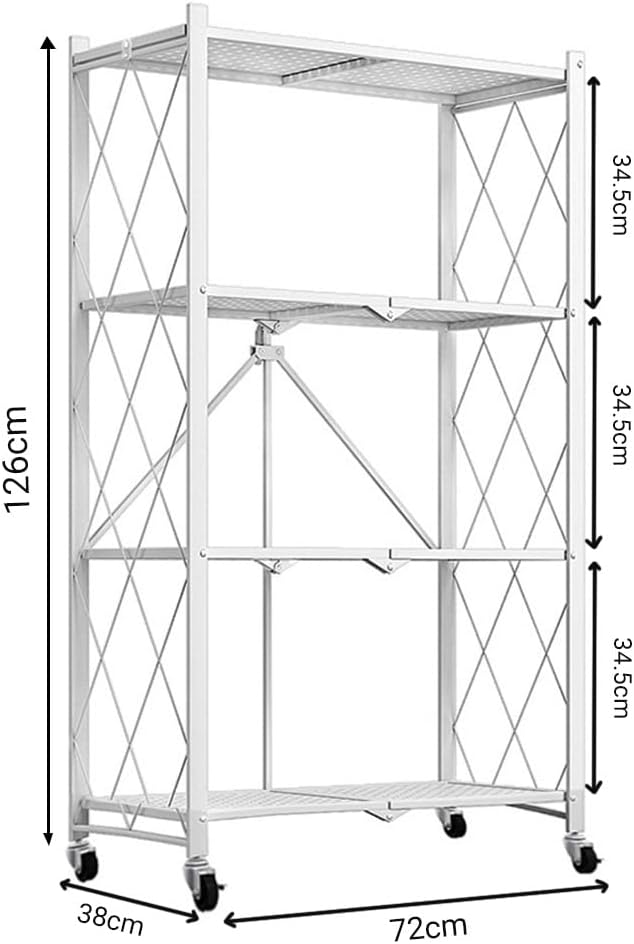 4-Tier Foldable Shelf Unit White 34x127x71cm