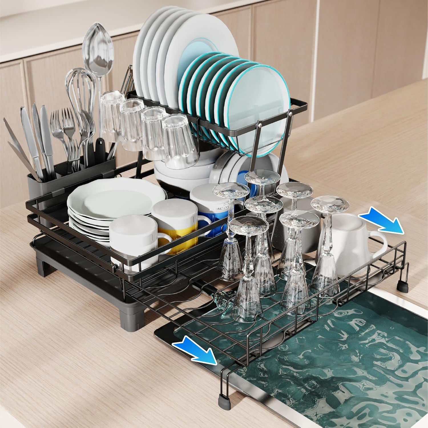 Dish Drying Rack Expandable Stainless Steel 42x31x30cm