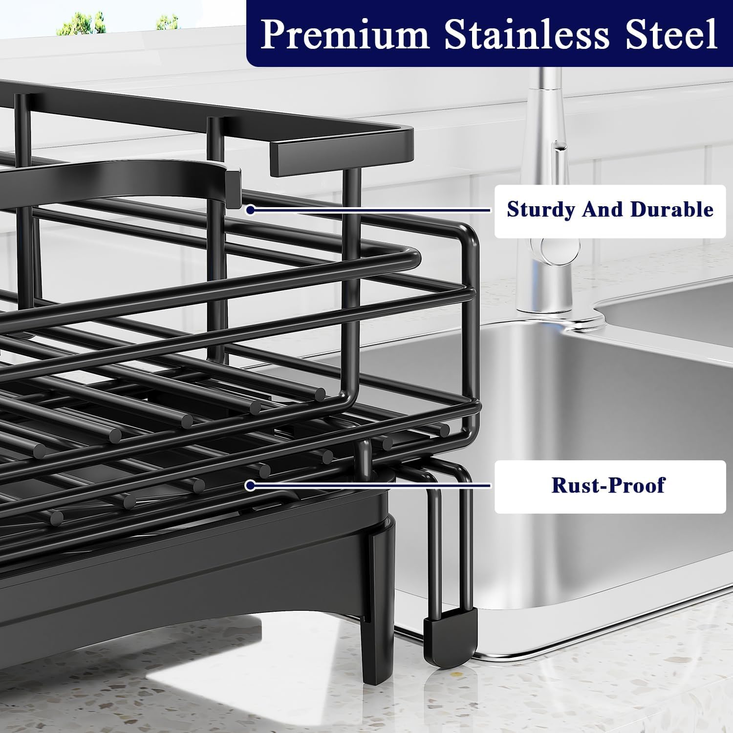 Dish Drying Rack Expandable Stainless Steel 42x31x30cm