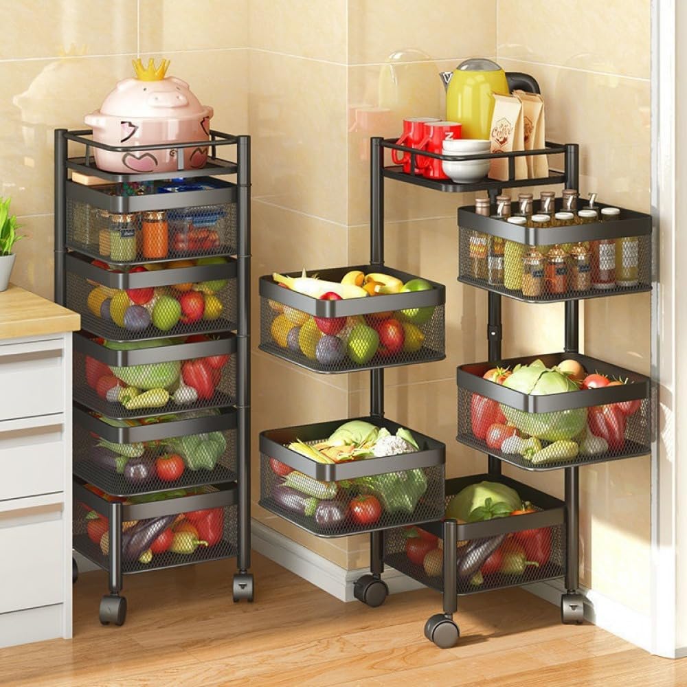 Metal 5-Tier Rolling Storage Cart 29x29x80cm