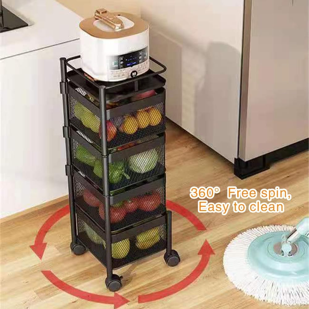 Metal 5-Tier Rolling Storage Cart 29x29x80cm