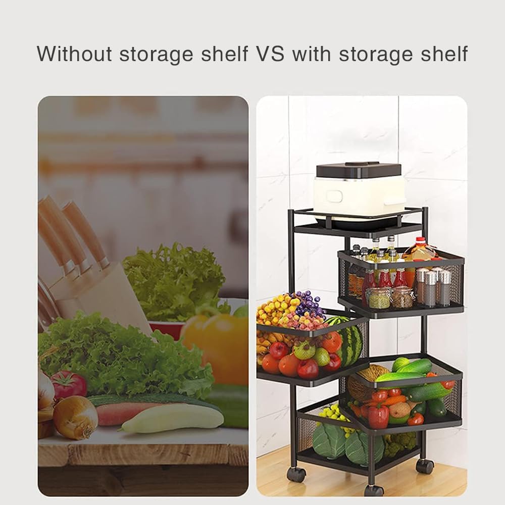 Metal 5-Tier Rolling Storage Cart 29x29x80cm