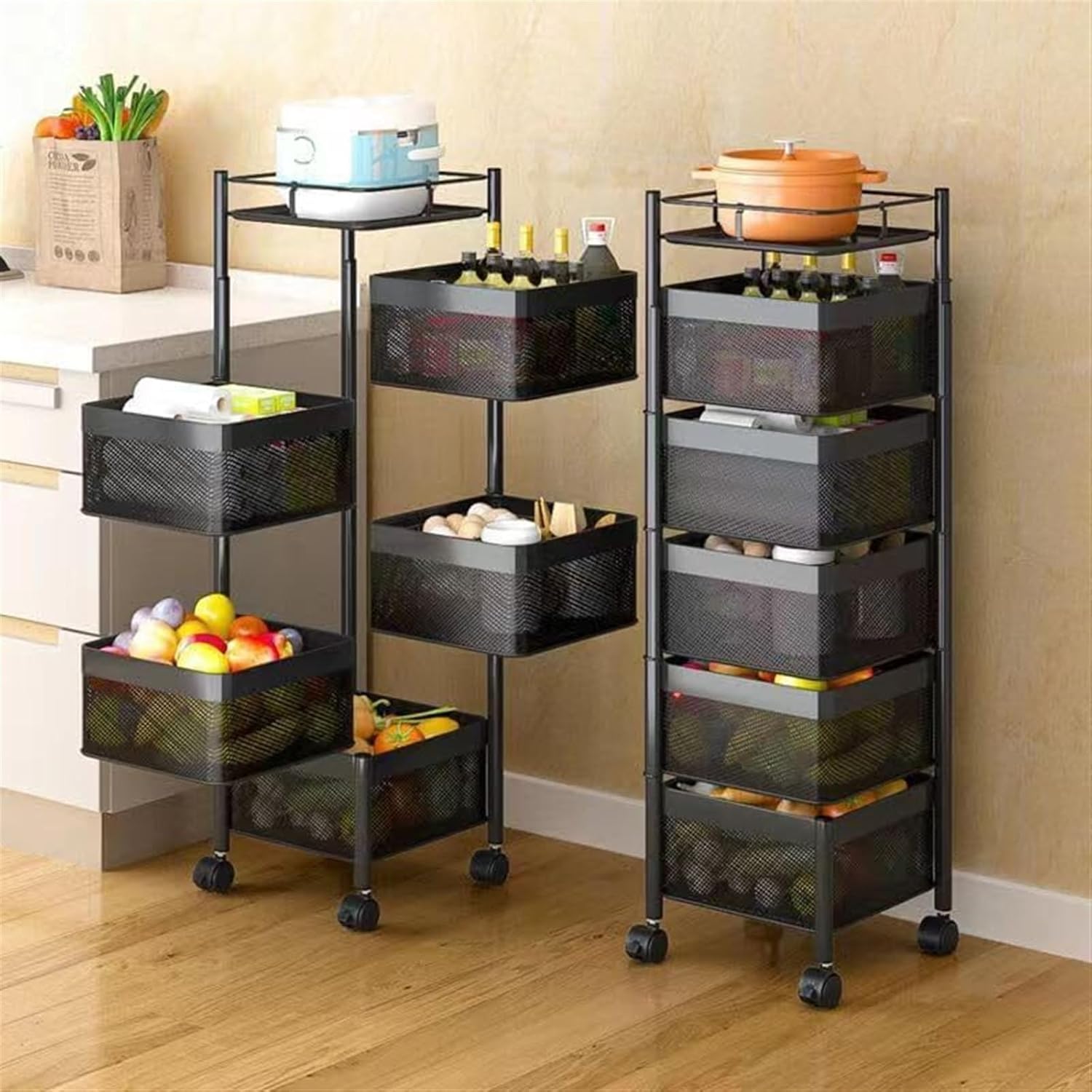 Metal 5-Tier Rolling Storage Cart 29x29x80cm