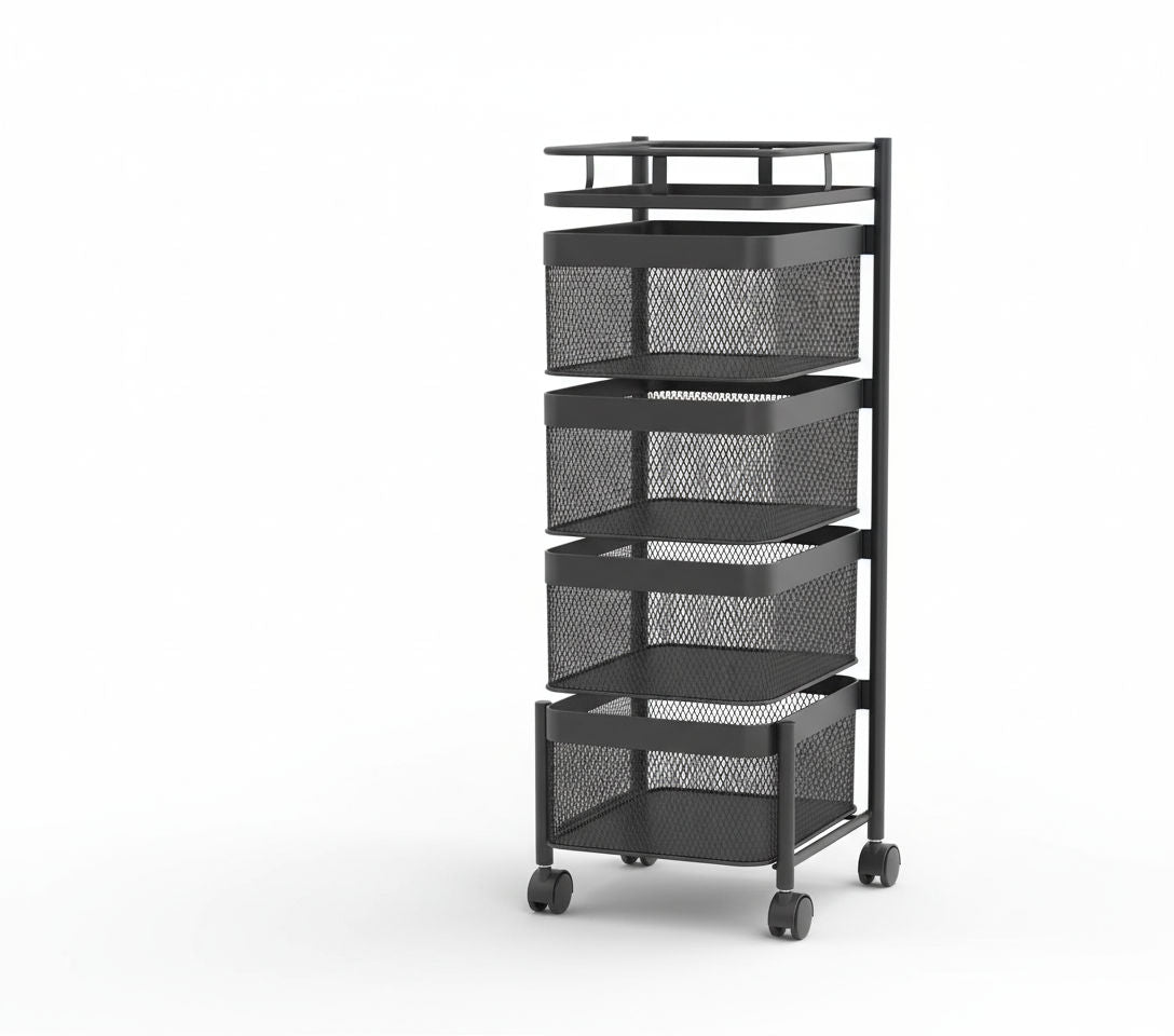 Metal 5-Tier Rolling Storage Cart 29x29x80cm