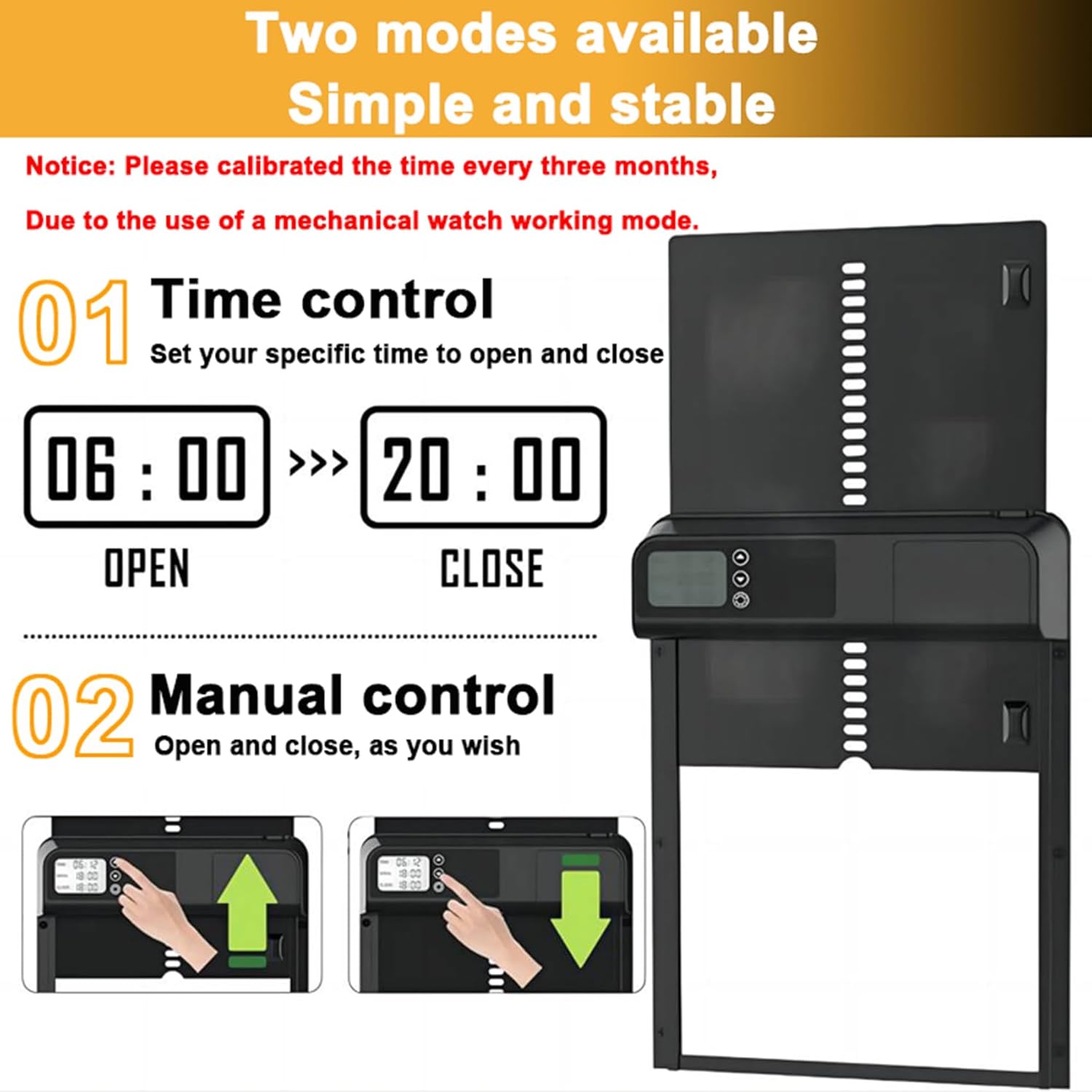 Waterproof Coops - CARLA HOME Automatic Chicken Coop Door With Timer & LCD Screen, Anti-Pinch Safety, Easy Battery Operation & Weatherproof For Outdoor 32x4x25cm