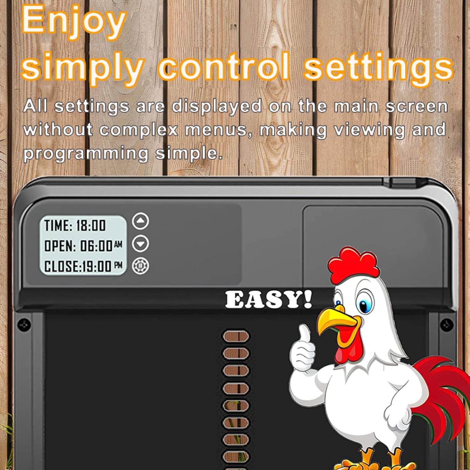 Waterproof Coops - CARLA HOME Automatic Chicken Coop Door With Timer & LCD Screen, Anti-Pinch Safety, Easy Battery Operation & Weatherproof For Outdoor 32x4x25cm