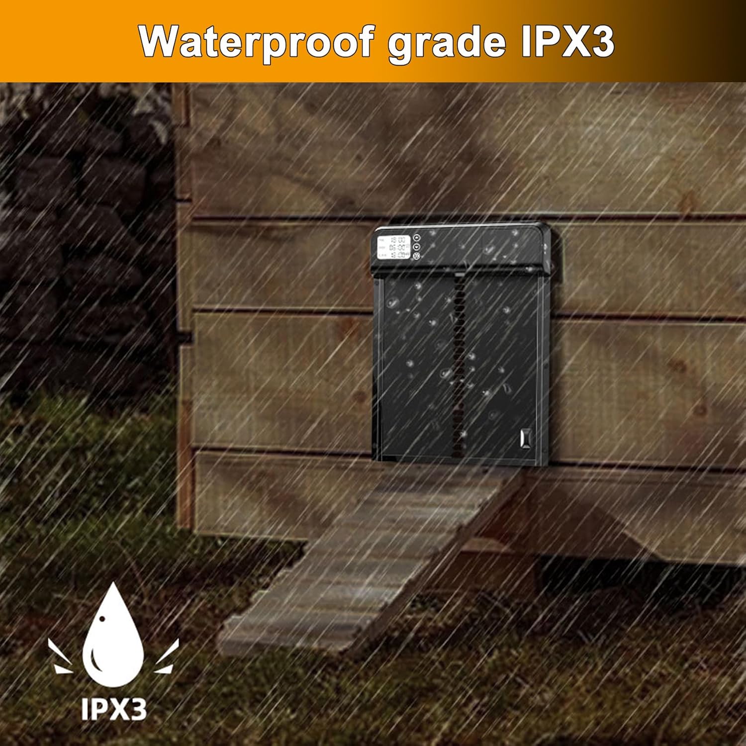 Waterproof Coops - CARLA HOME Automatic Chicken Coop Door With Timer & LCD Screen, Anti-Pinch Safety, Easy Battery Operation & Weatherproof For Outdoor 32x4x25cm
