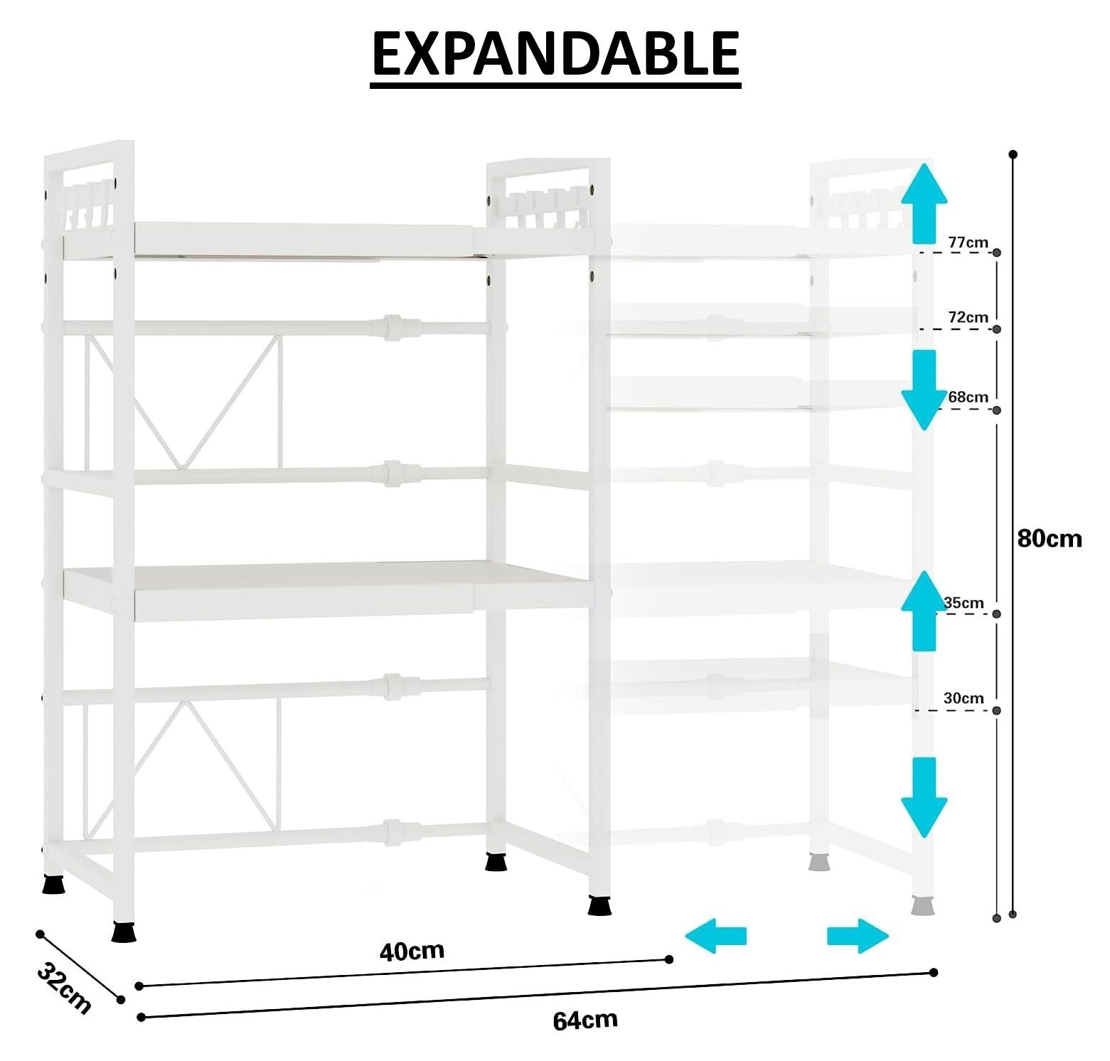 3 Tier Kitchen Rack Shelf 36x78x40cm