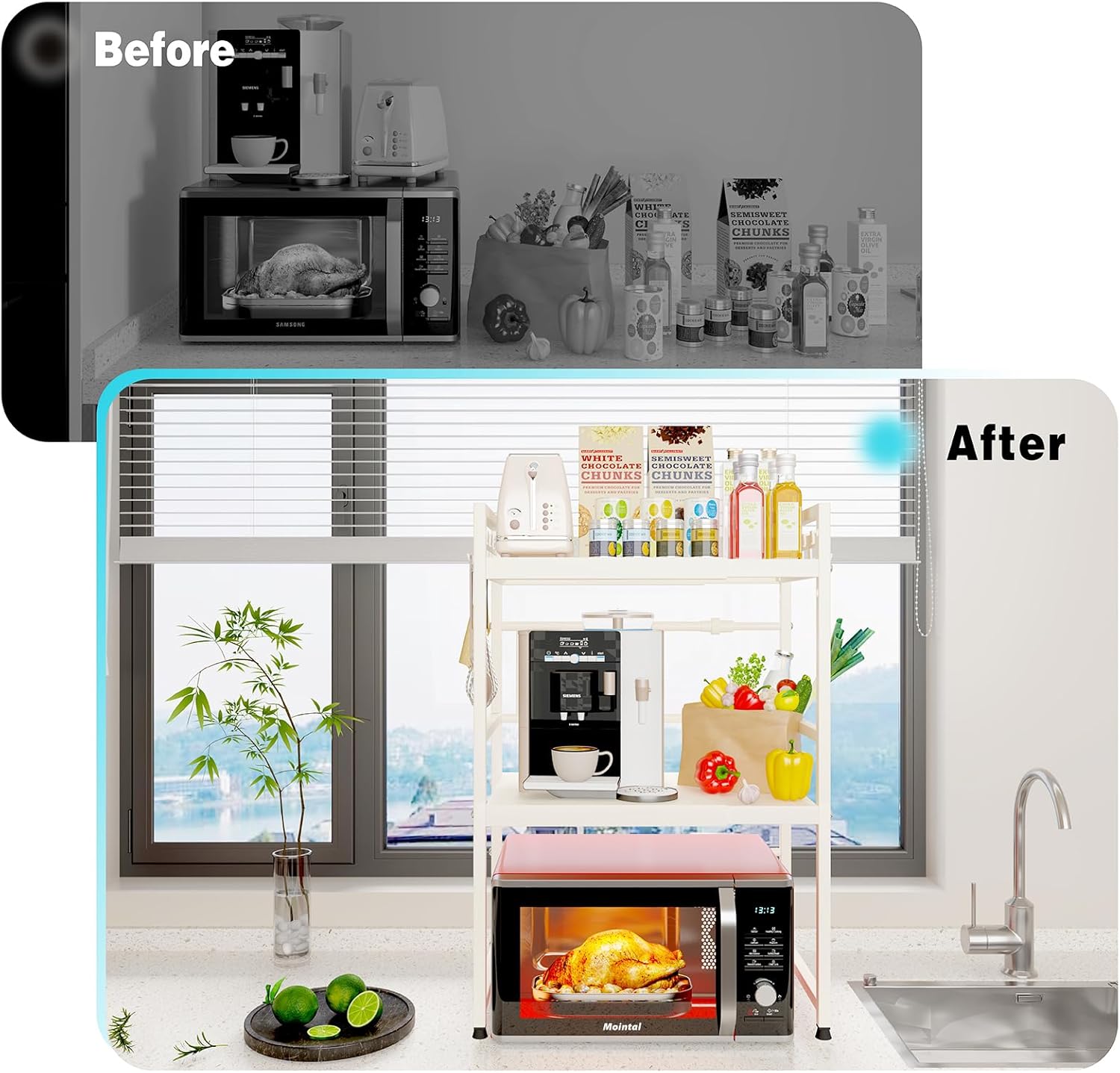 3 Tier Kitchen Rack Shelf 36x78x40cm
