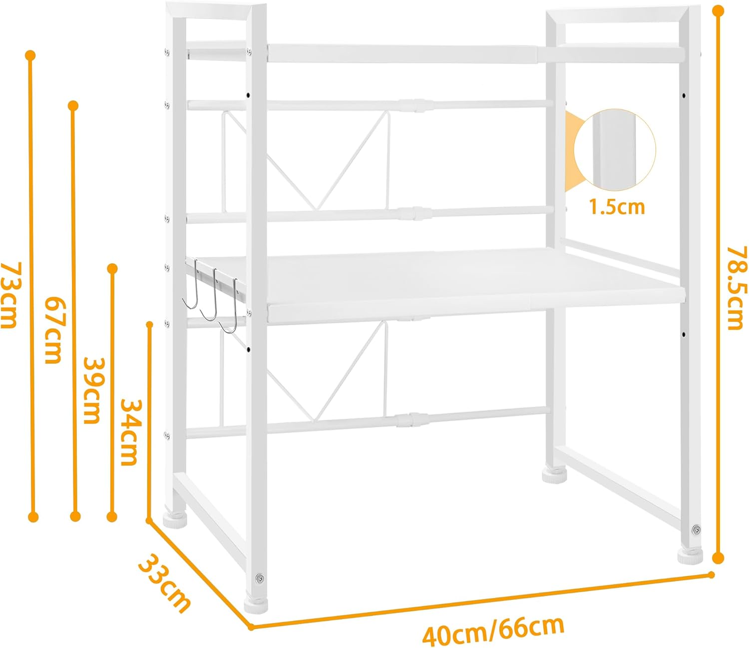 3 Tier Kitchen Rack Shelf 36x78x40cm