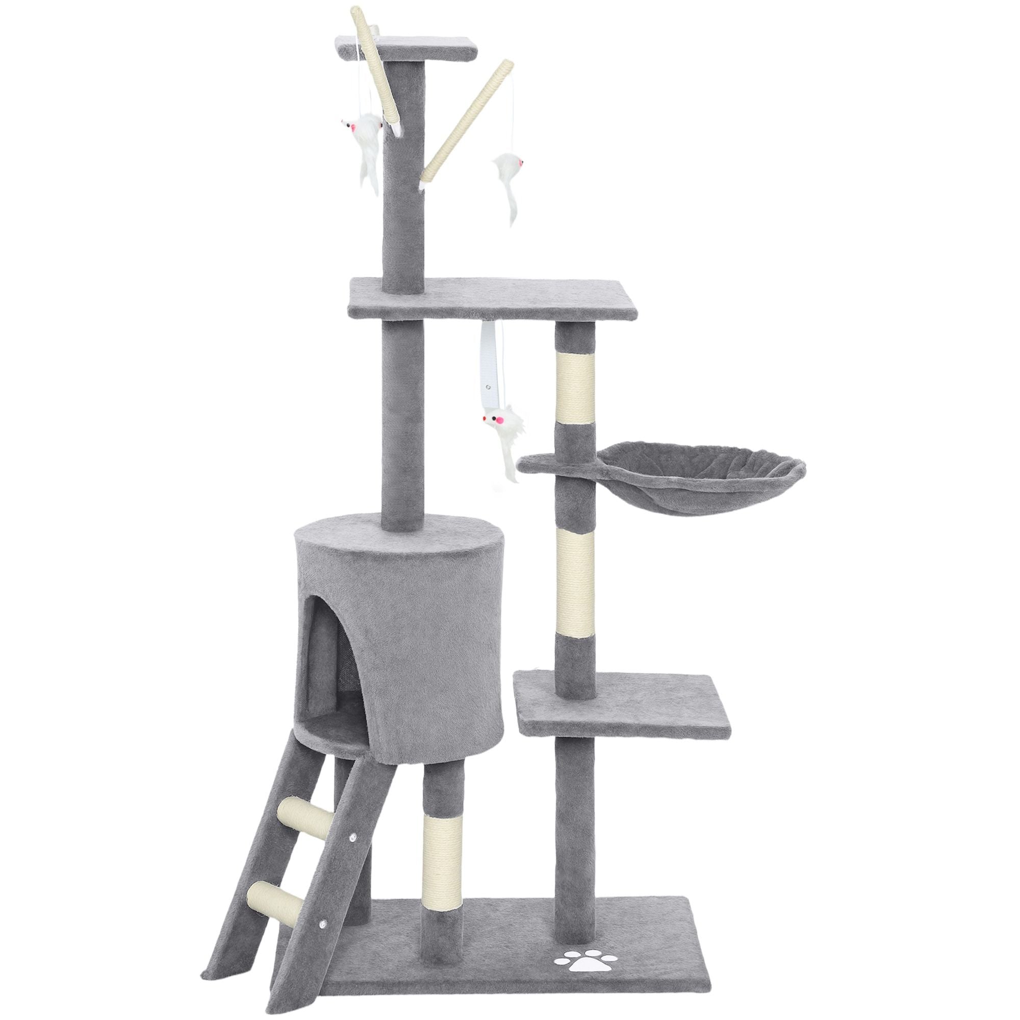 Cat Tree Tower Grey 35x134x60cm