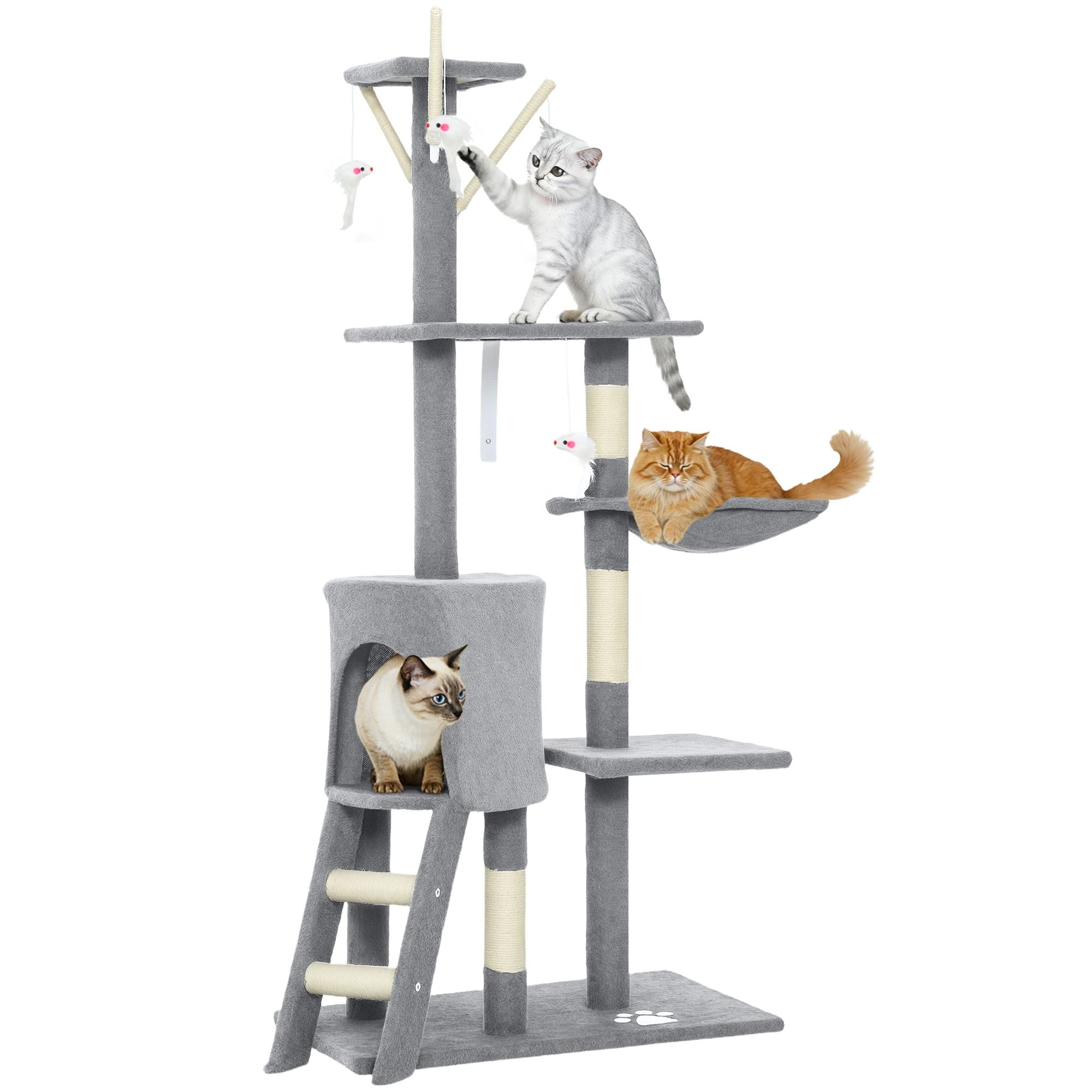 Cat Tree Tower Grey 35x134x60cm