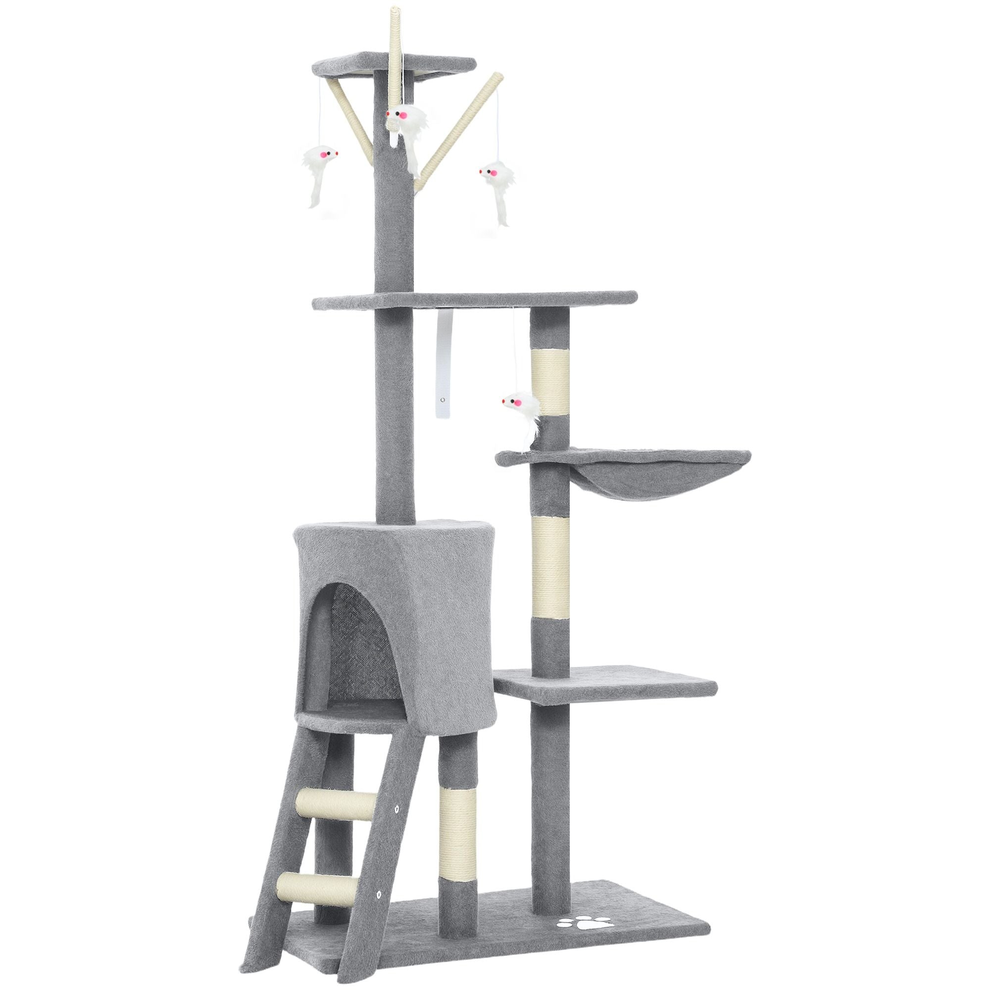 Cat Tree Tower Grey 35x134x60cm