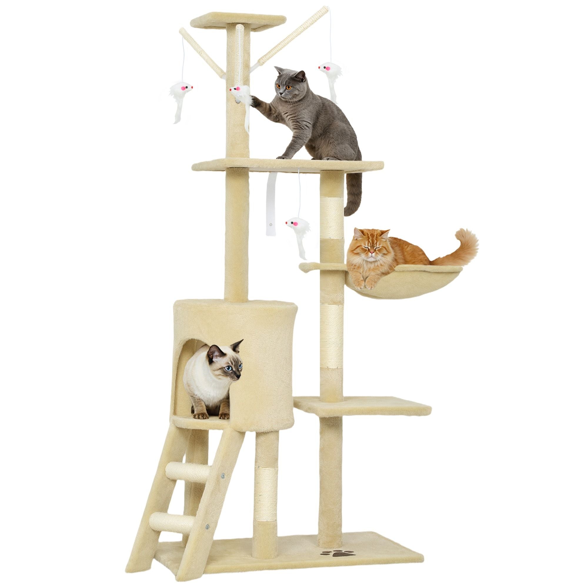 Cat Tree Tower Beige 35x134x60cm