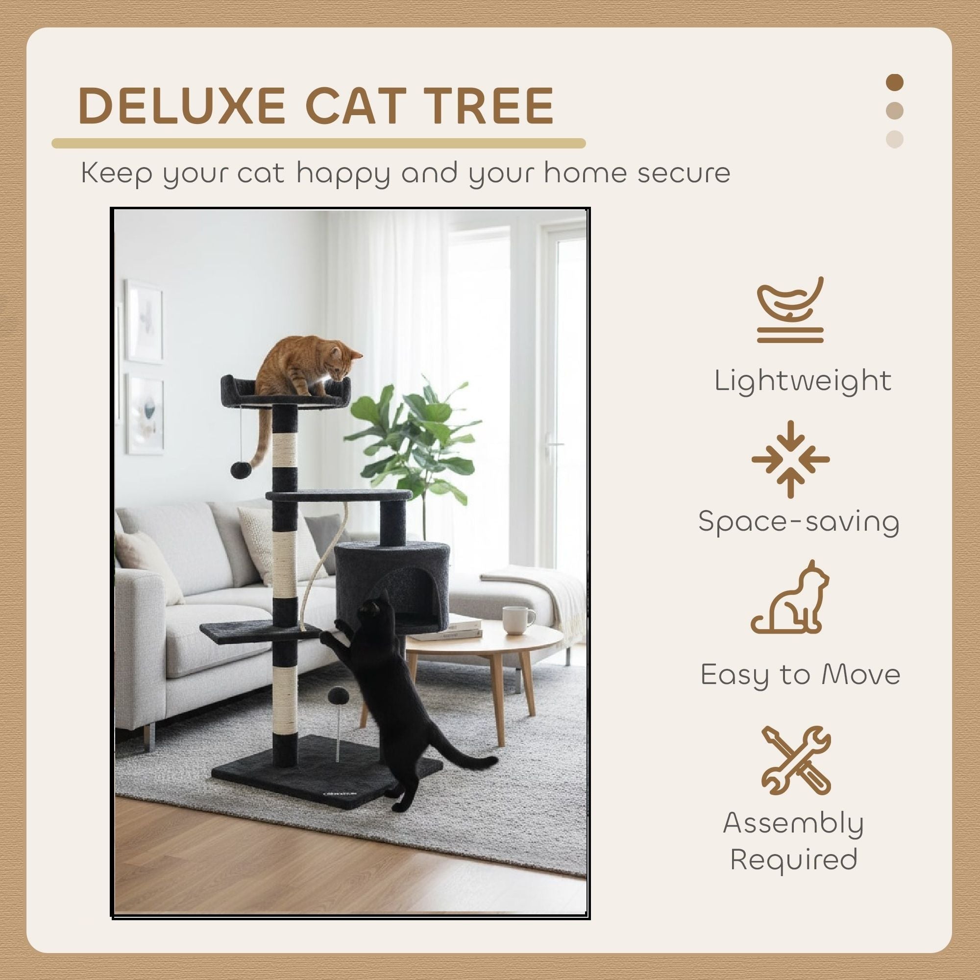 Cat Tree 140cm Indoor Climber 40x140x40cm