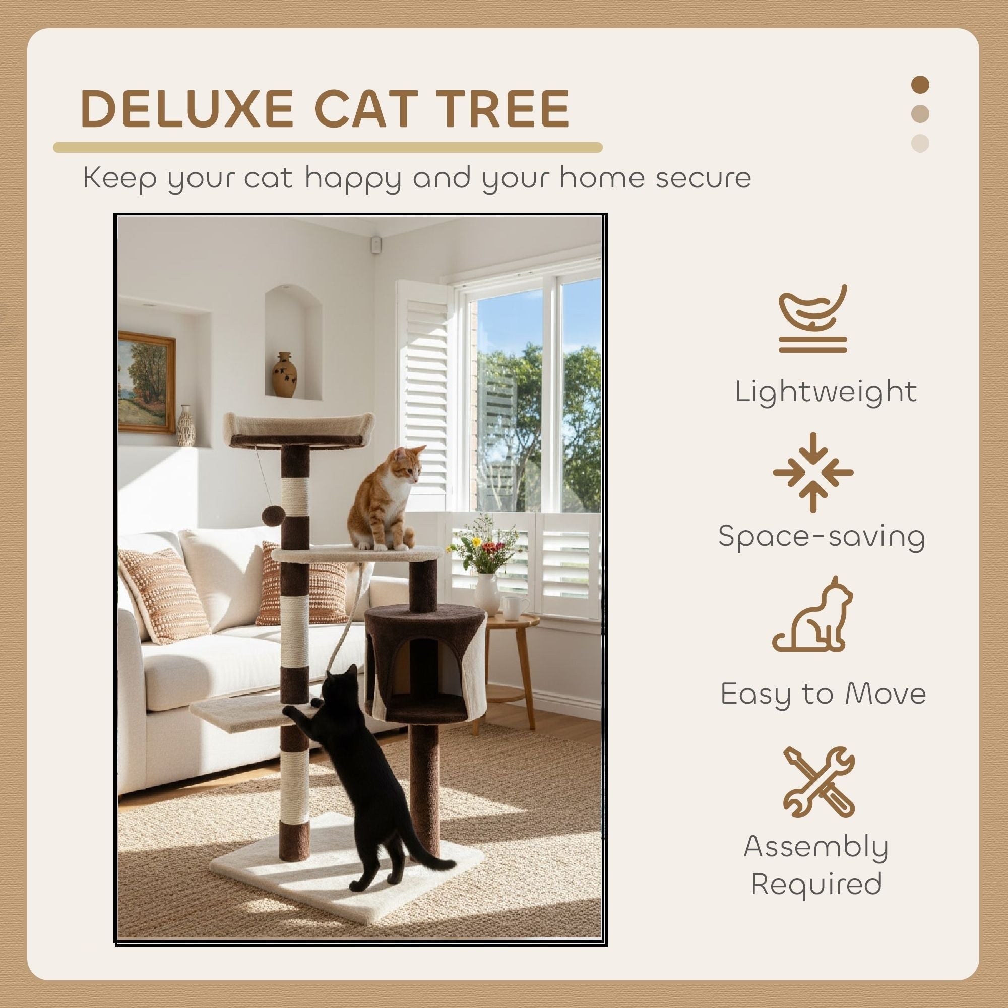 Cat Tree 140cm Plush Perch 40x140x40cm