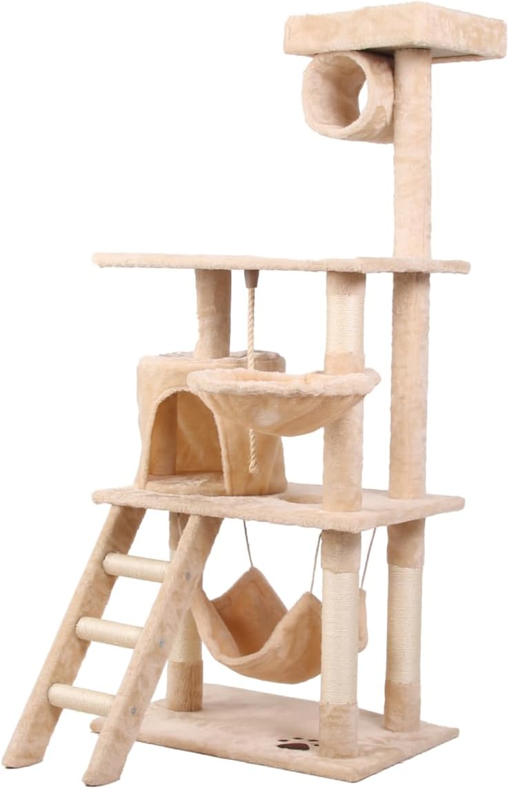 Cat Tree Tower Beige 70x141x40cm