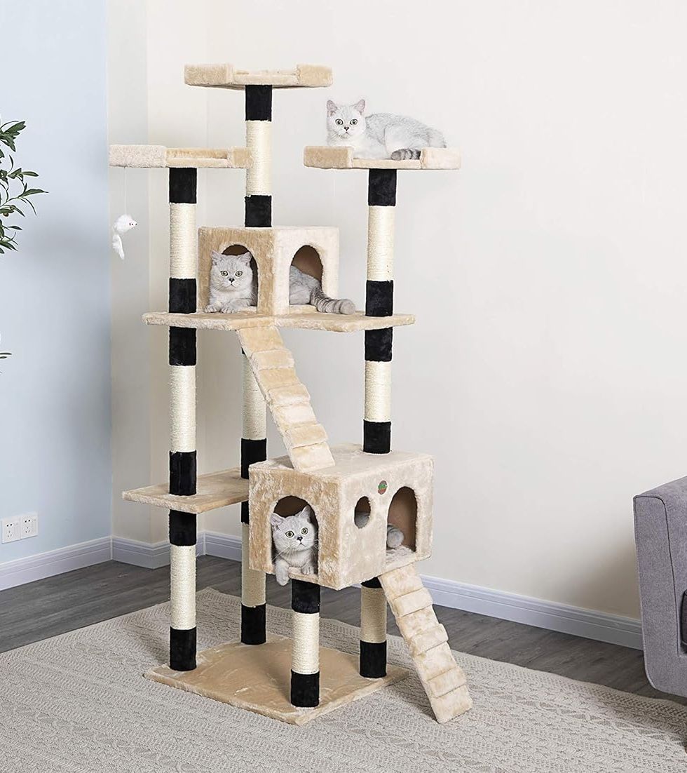 Cat Tree Tower 180cm Beige 61x180x51cm