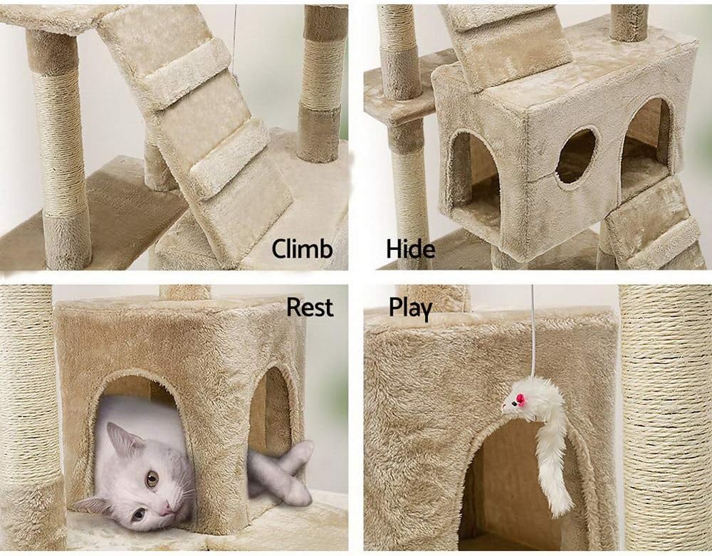 Cat Tree Tower 180cm Beige 61x180x51cm