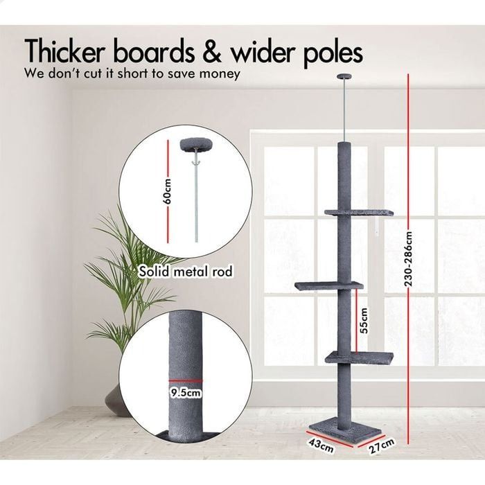 Cat Tree Tower Adjustable Height 43x230x27cm