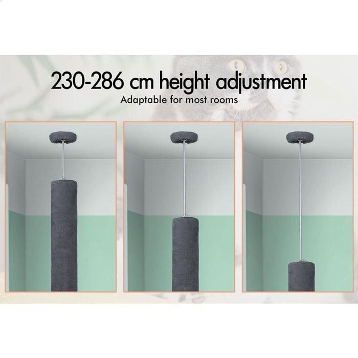 Cat Tree Tower Adjustable Height 43x230x27cm
