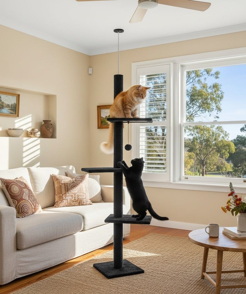 Floor Cat Tree Tower Adjustable 43x230x27cm