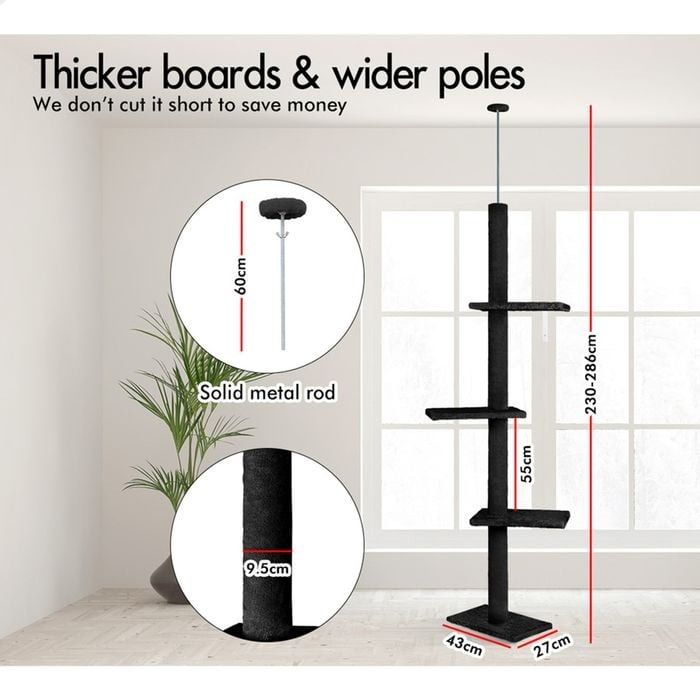 Floor Cat Tree Tower Adjustable 43x230x27cm