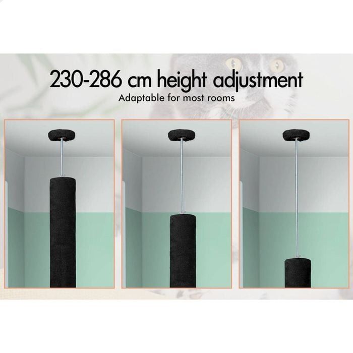 Floor Cat Tree Tower Adjustable 43x230x27cm