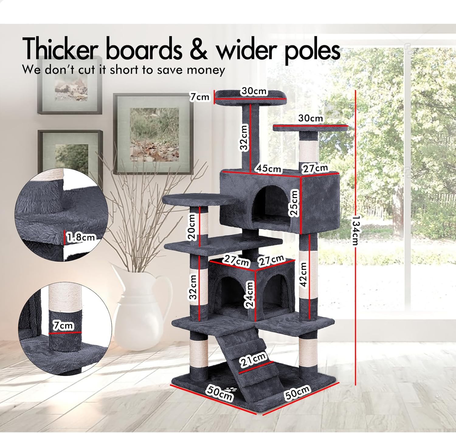 Cat Tree Tower Multi Level 50x134x50cm