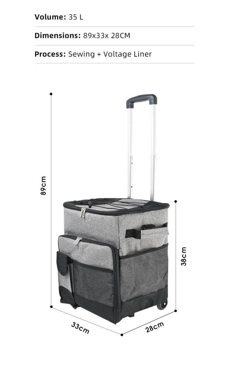 36L Trolley Cooler Picnic Bag for 60 Cans - Grey Elegance