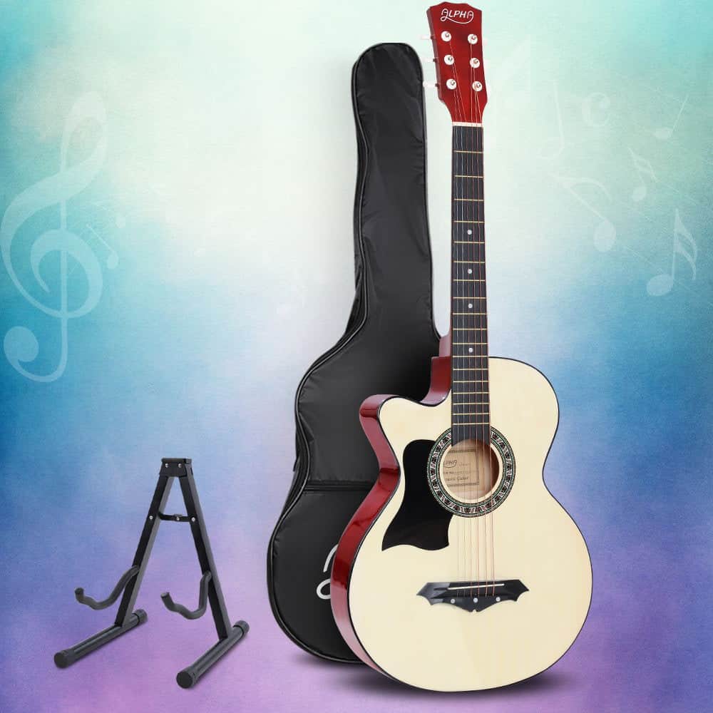 38 Inch Acoustic Guitar Wooden Body Steel String W/ Stand Left Handed