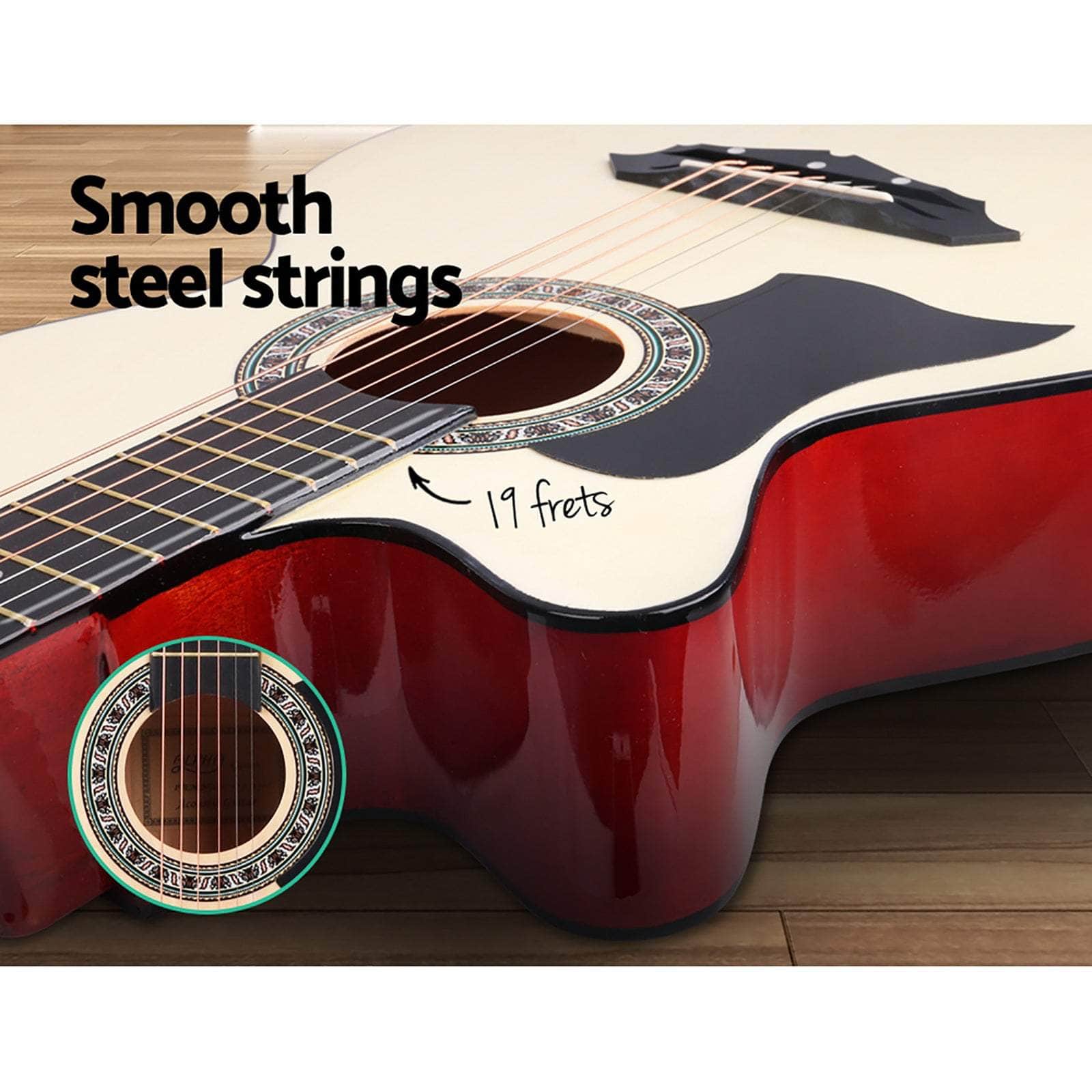 38 Inch Acoustic Guitar Wooden Body Steel String W/ Stand Left Handed