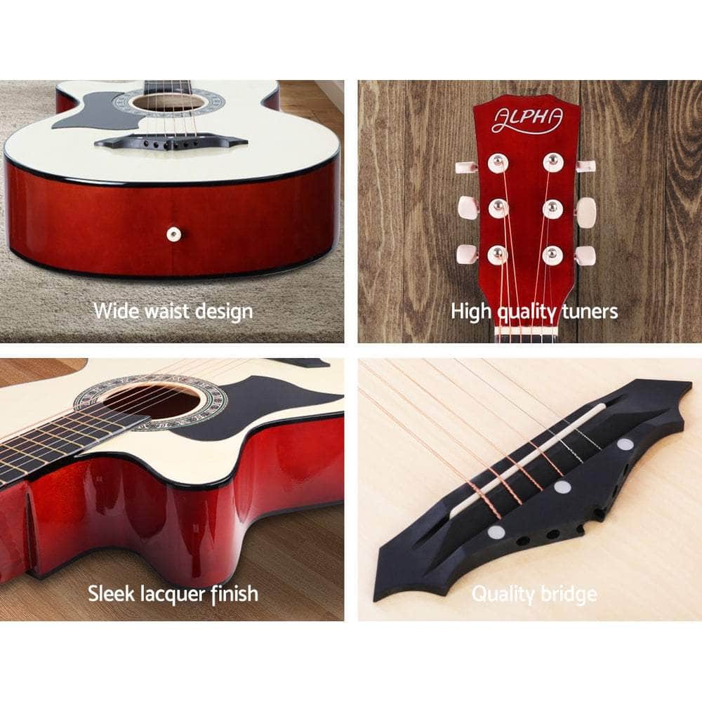 38 Inch Acoustic Guitar Wooden Body Steel String W/ Stand Left Handed