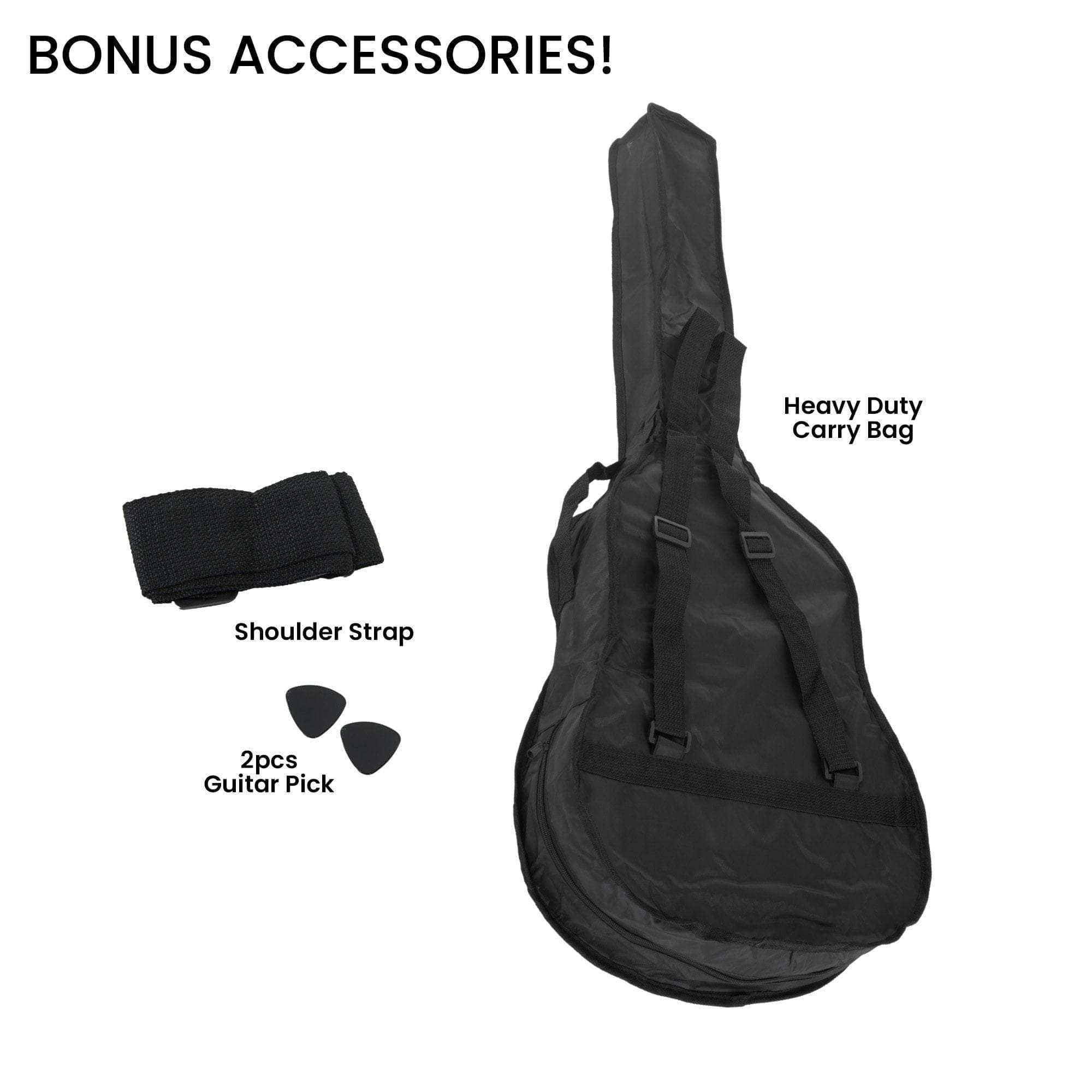 38in Acoustic Guitar Steel Strings Carry Bag Shoulder Strap Sun Burst